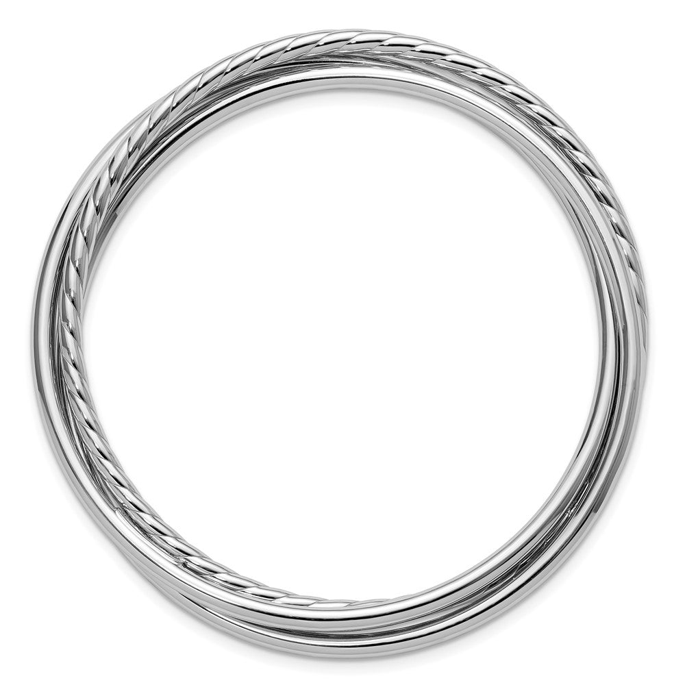 Sterling Silver Rhodium-plated Polished and Twisted 3-Intertwined Slip