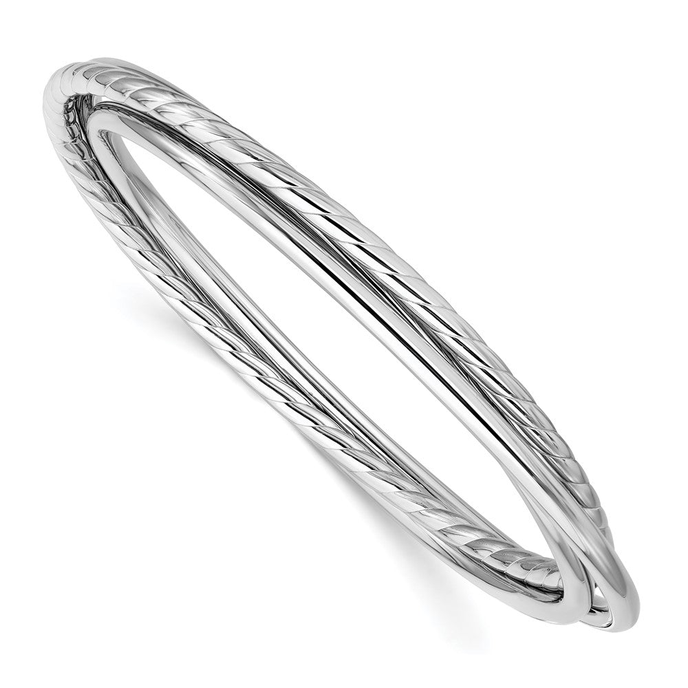 Sterling Silver Rhodium-plated Polished and Twisted 3-Intertwined Slip