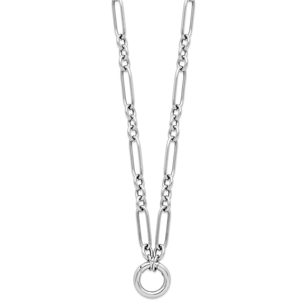 Sterling Silver Rhodium-plated Polished Push Clasp Link Necklace