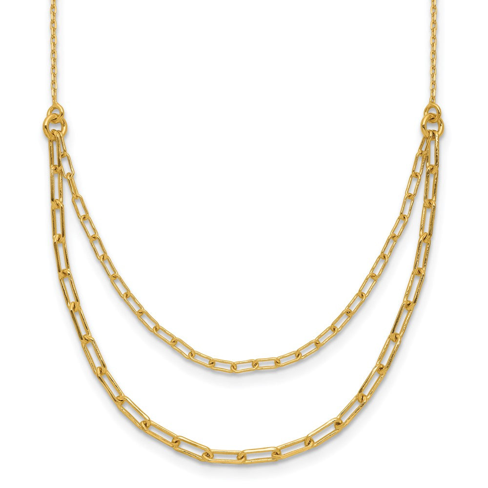 Sterling Silver Gold-plated Polished Multi-layer Link with 2in ext.