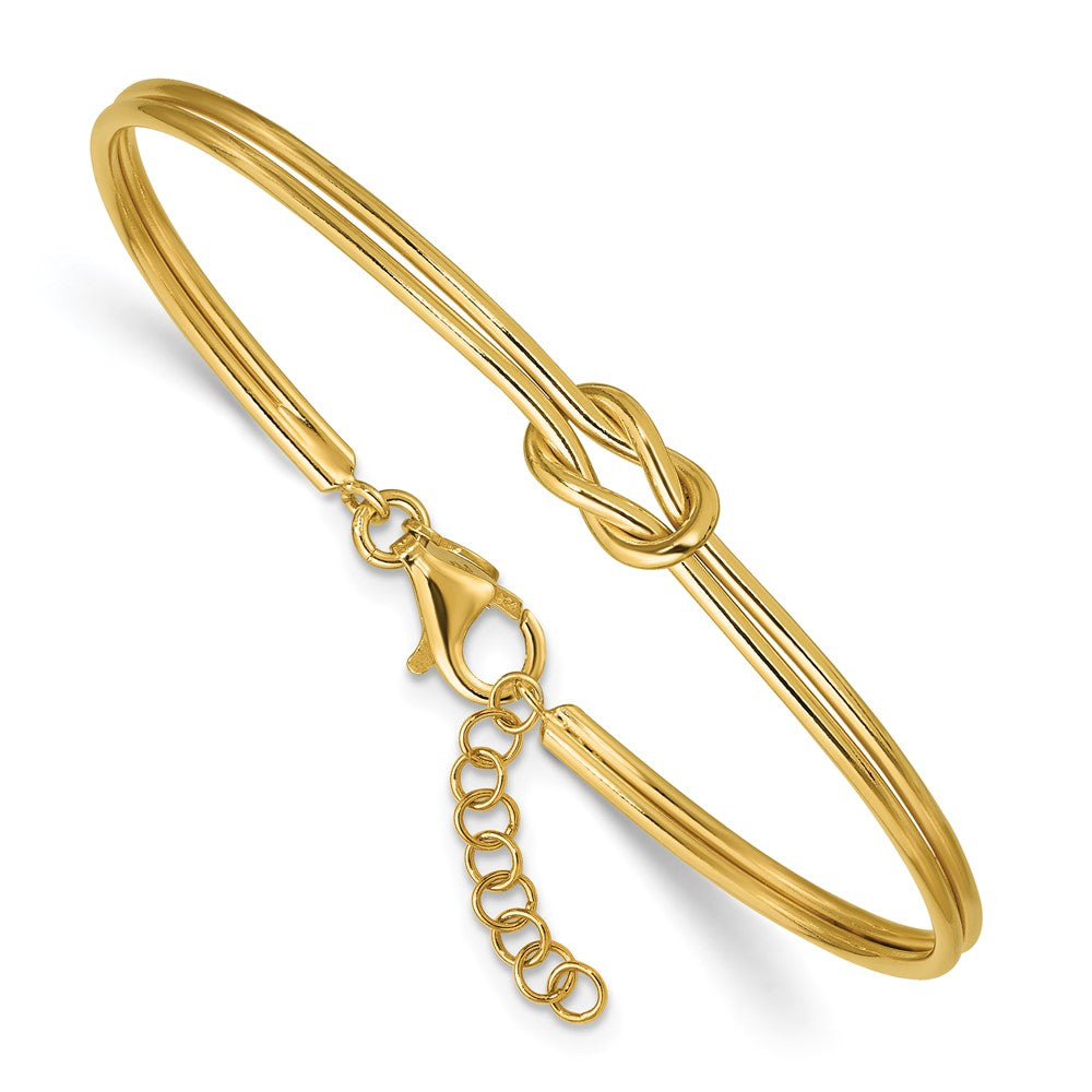 Sterling Silver Gold-plated Polished Love Knot with 1in ext. Bangle