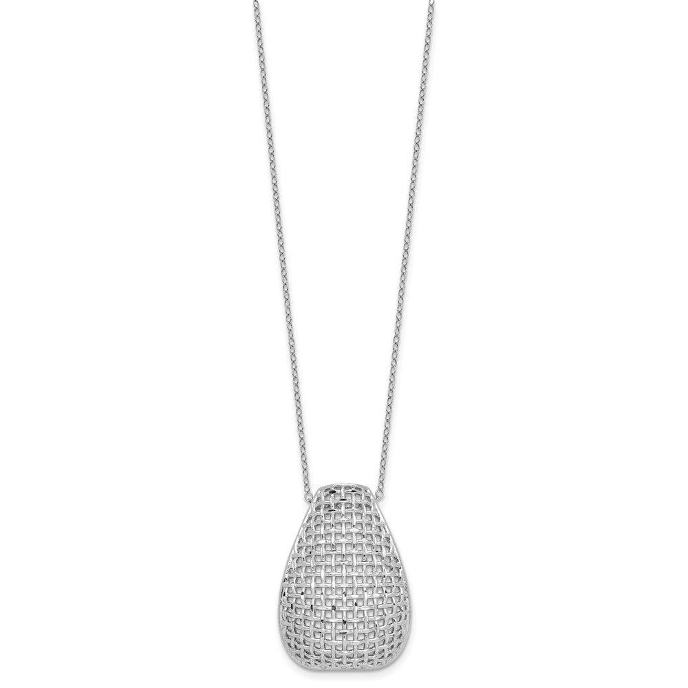 Sterling Silver Rhodium-plated Polished Dia-cut Woven Pattern with 2in ex