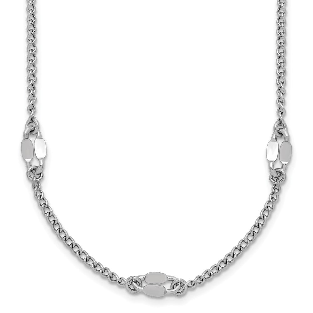 Sterling Silver Rhodium-plated Fancy Link with 2in ext. Necklace