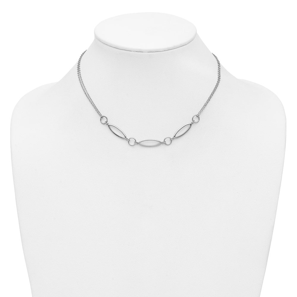 Sterling Silver Rhodium-plated Geometric 2-stand with 2in ext. Necklace