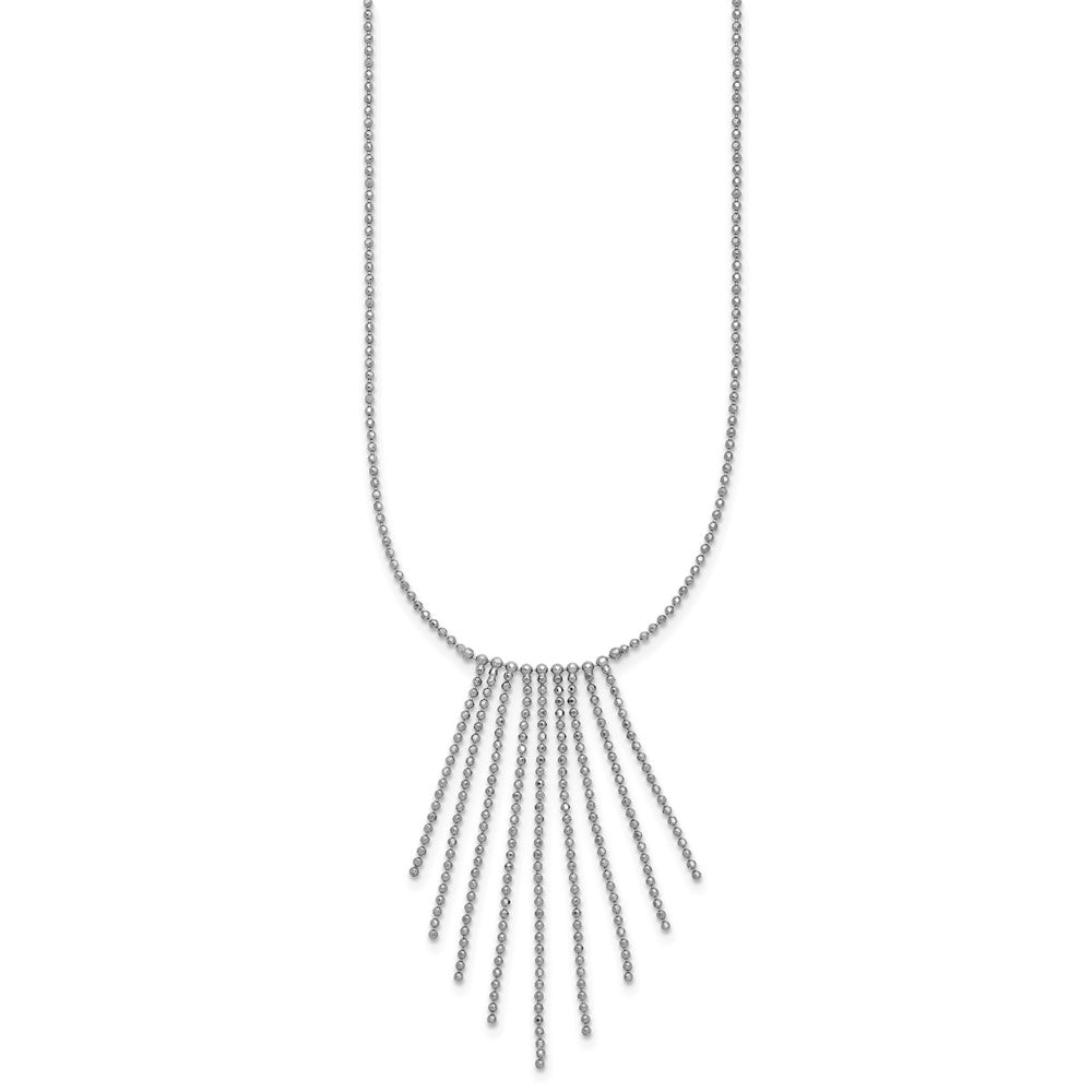 Sterling Silver Rhodium-plated Polished Diamond-cut Fancy Necklace