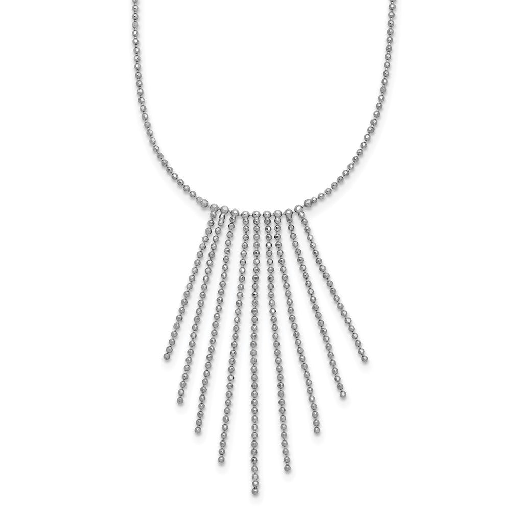 Sterling Silver Rhodium-plated Polished Diamond-cut Fancy Necklace