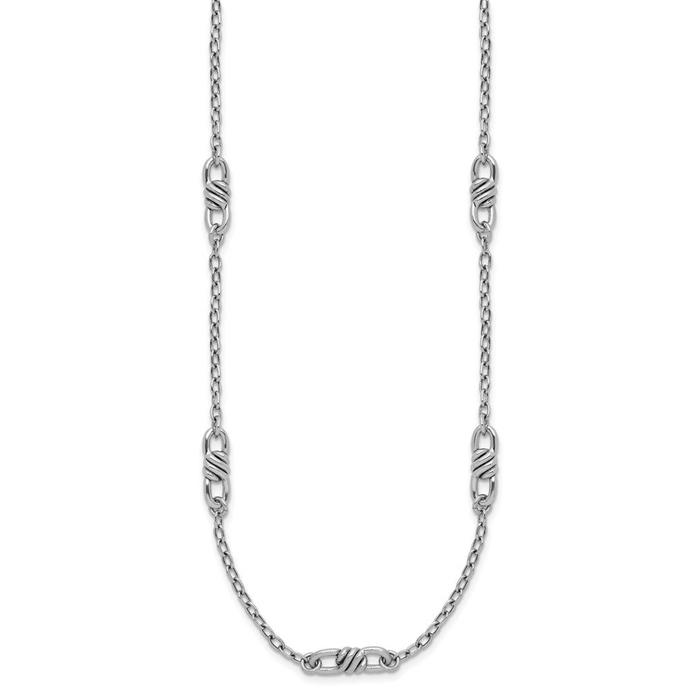 Sterling Silver Rhodium-plated Polished Fancy Link with 2in ext. Necklace