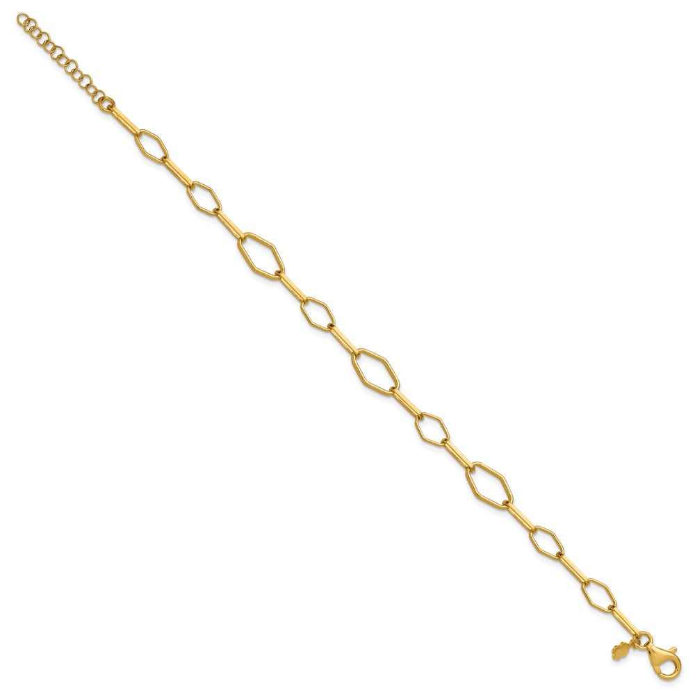 Sterling Silver Gold-tone pol. Fancy Link with 1in ext. Bracelet