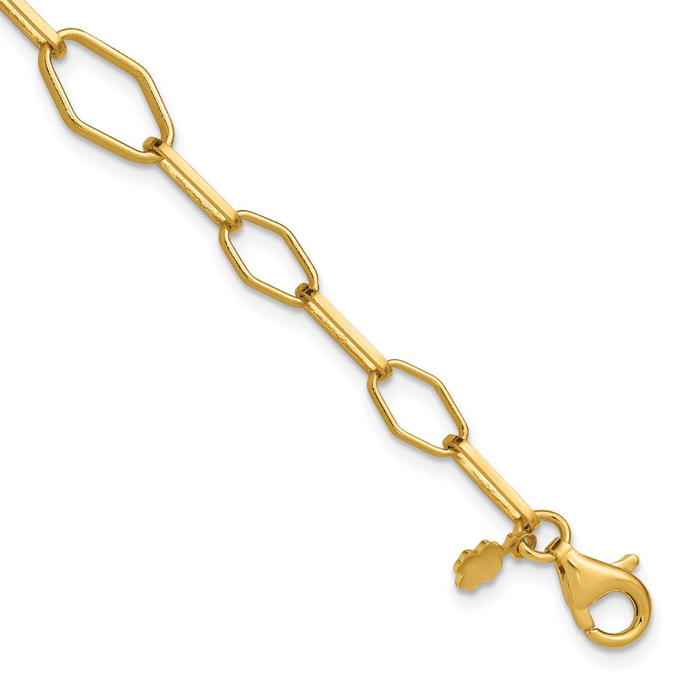 Sterling Silver Gold-tone pol. Fancy Link with 1in ext. Bracelet