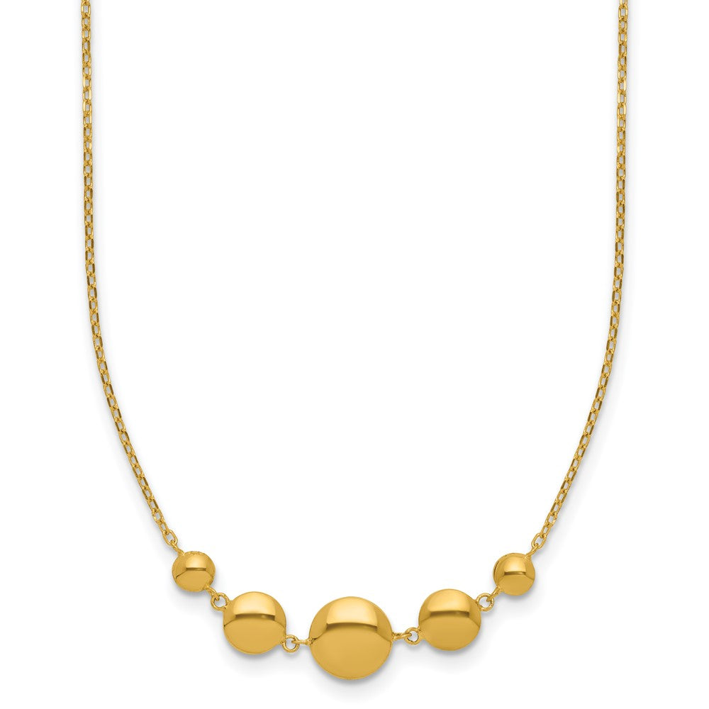 Sterling Silver Gold-tone pol. Fancy Circle with 2in ext. Necklace
