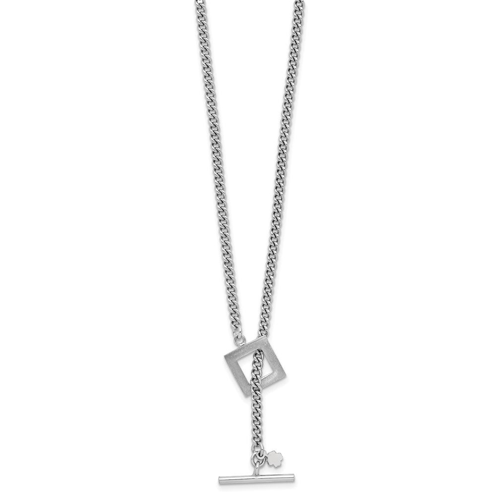 Sterling Silver Rhodium-plated Polished Fancy Toggle Necklace