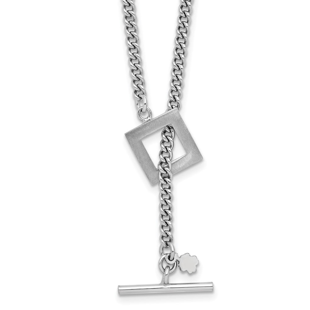 Sterling Silver Rhodium-plated Polished Fancy Toggle Necklace