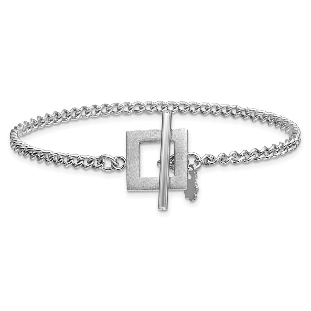 Sterling Silver Rhodium-plated Polished Fancy Toggle Bracelet