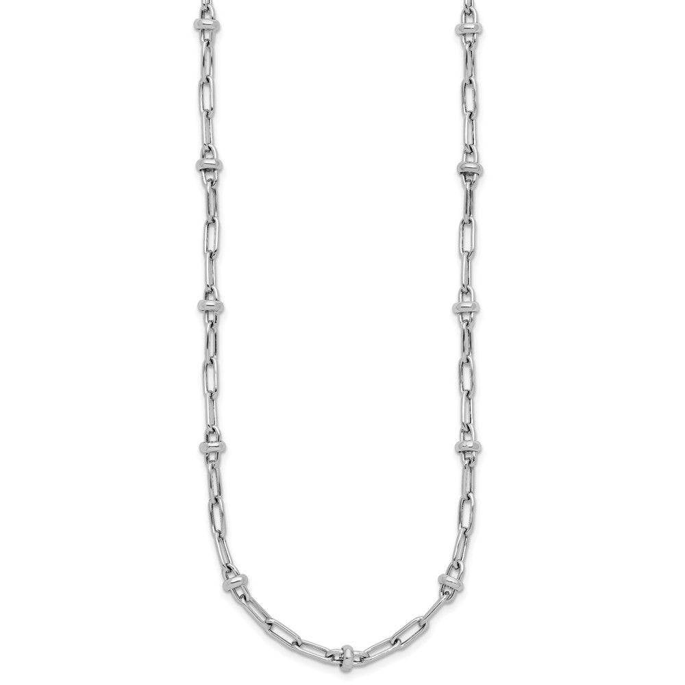 Sterling Silver Rhodium-plated Polished Fancy Link with 2in ext. Necklace