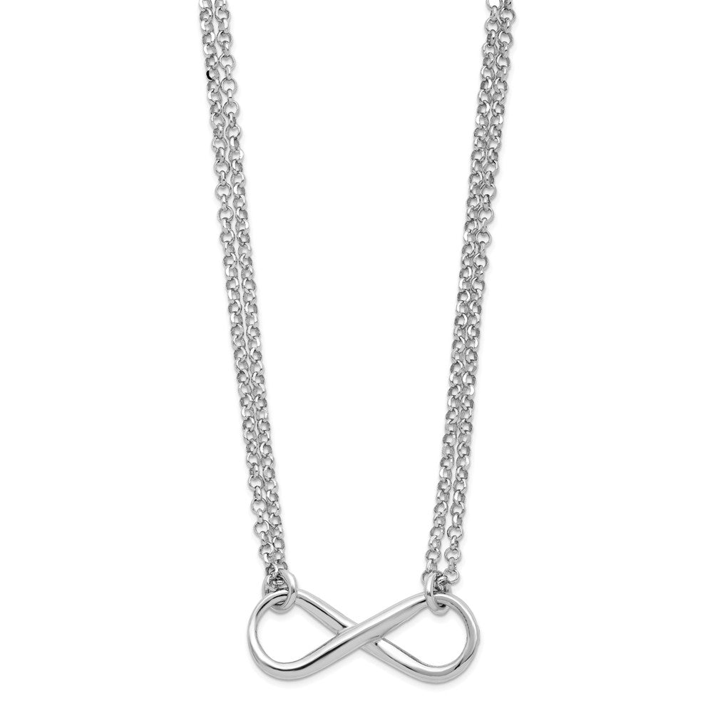 Sterling Silver Rhodium-plated Polished Infinity Symbol Necklace