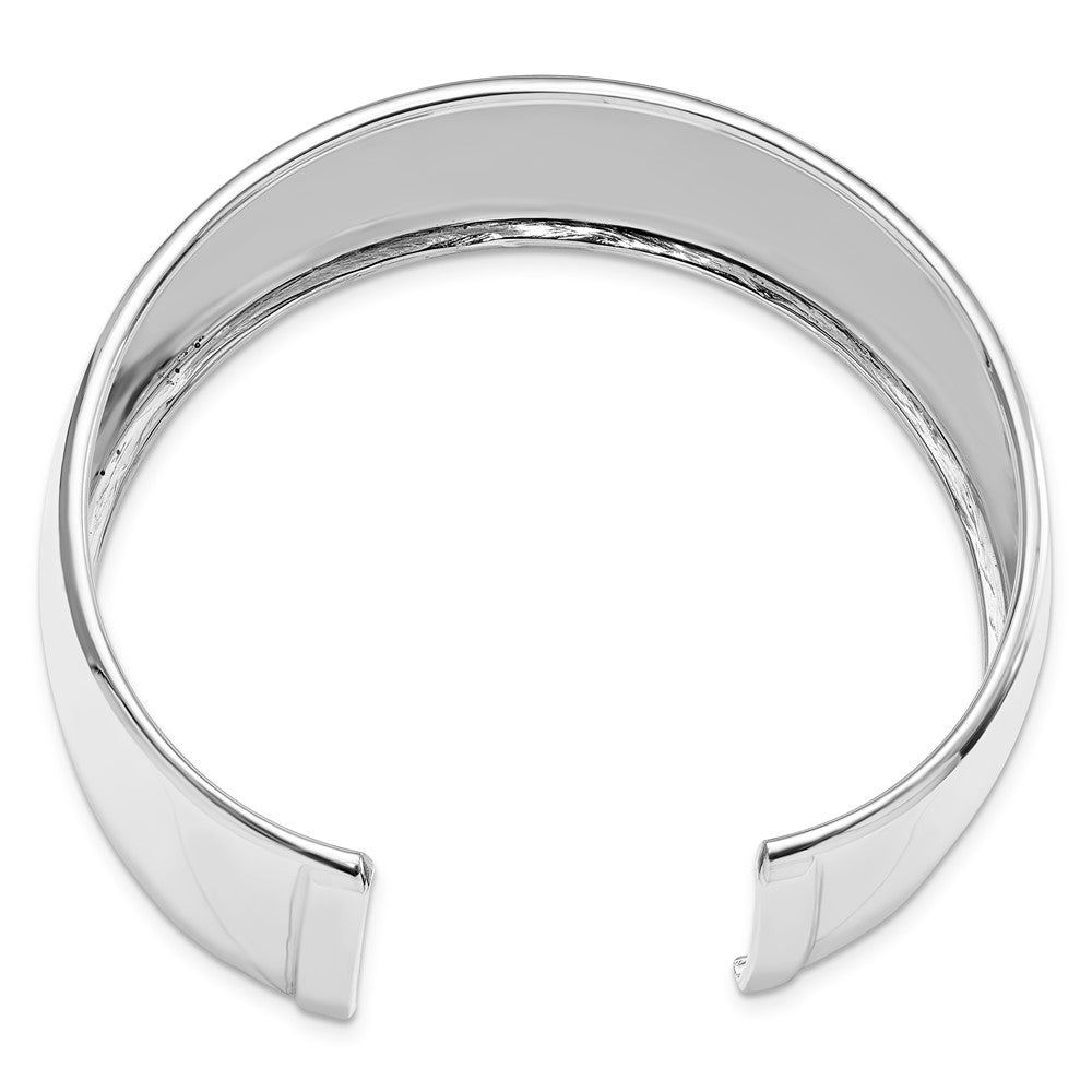 Sterling Silver Rhodium-plated Polished Slip-on Bangle