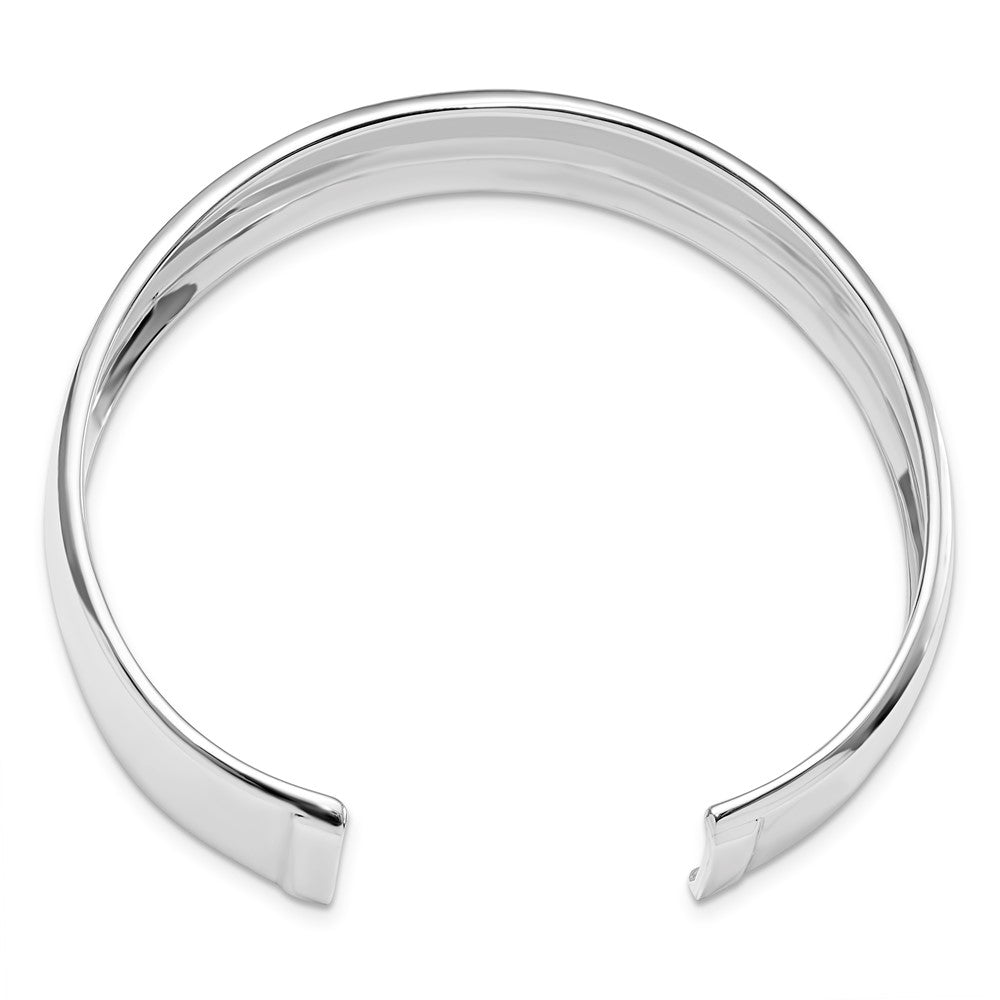 Sterling Silver Rhodium-plated Polished Slip-on Bangle