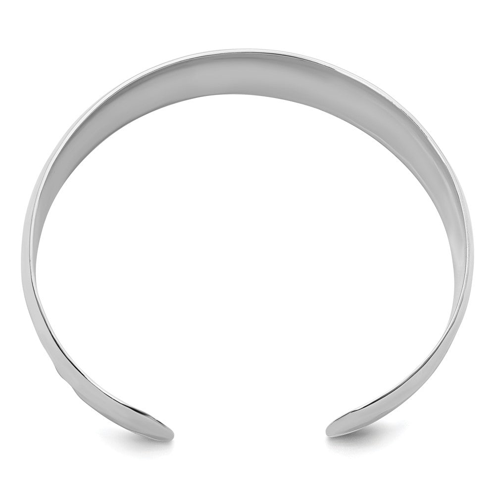 Sterling Silver Rhodium-plated Polished Hammered Slip-on Bangle