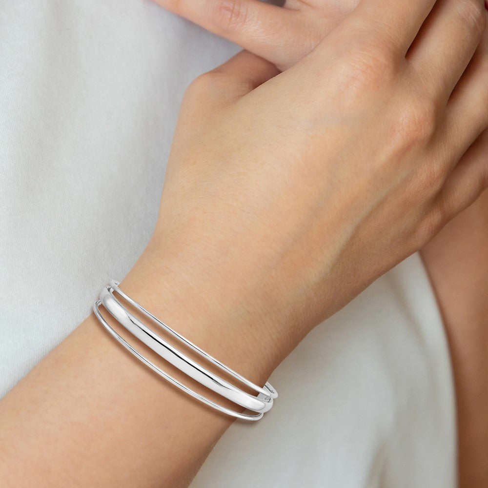 Sterling Silver Rhodium-plated Polished Fancy Slip-on Bangle