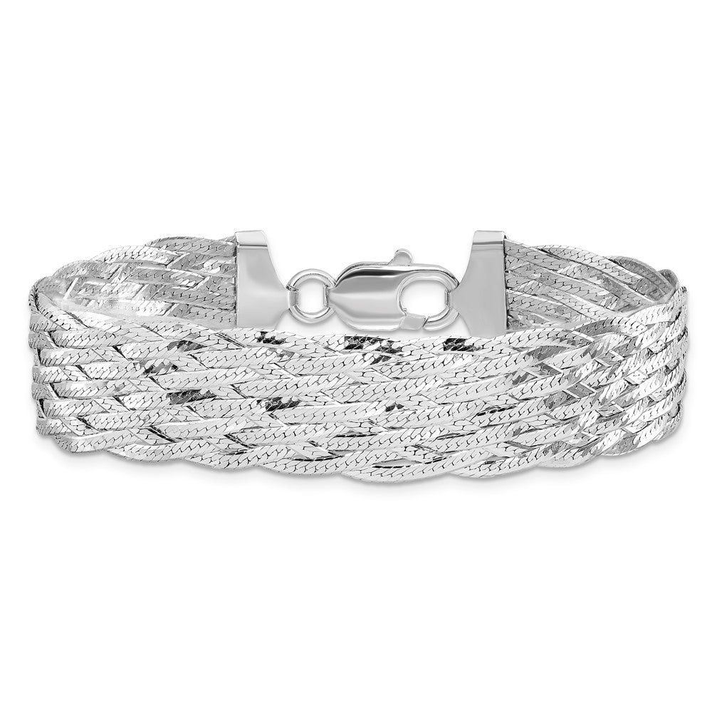 Sterling Silver Rhodium-plated Polished Braided Bracelet