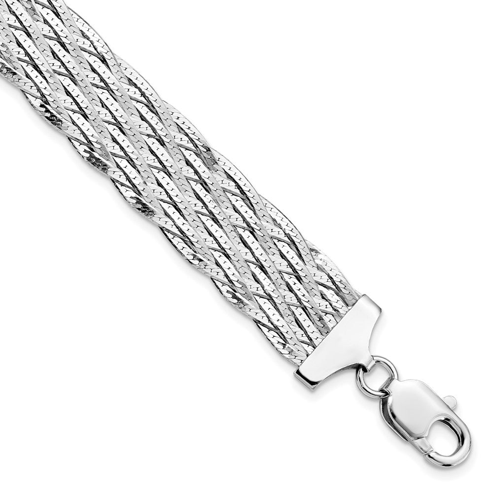Sterling Silver Rhodium-plated Polished Braided Bracelet