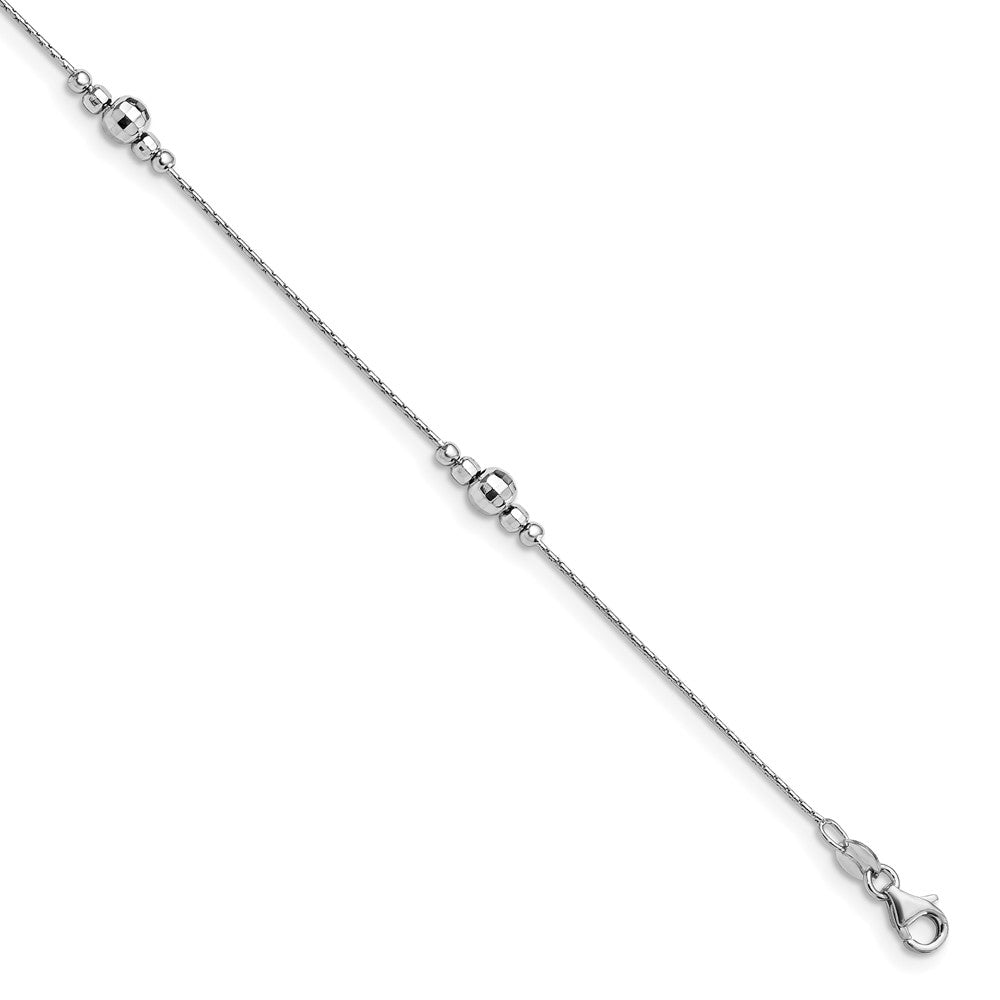 Sterling Silver Rhodium-plated Polished with 1in ext. Anklet