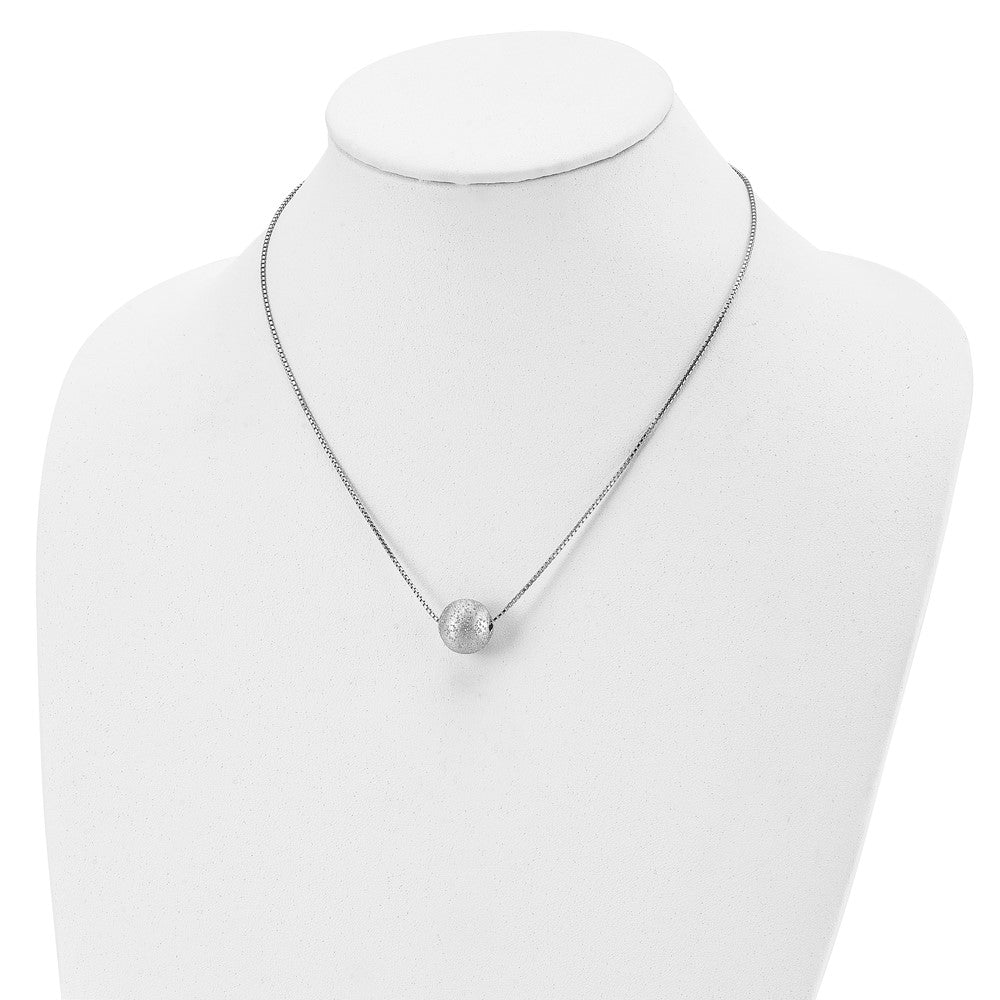 SS Radiant Essence Rh-plated Polish/Text with 2in ext. Necklace