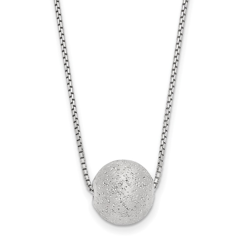 SS Radiant Essence Rh-plated Polish/Text with 2in ext. Necklace