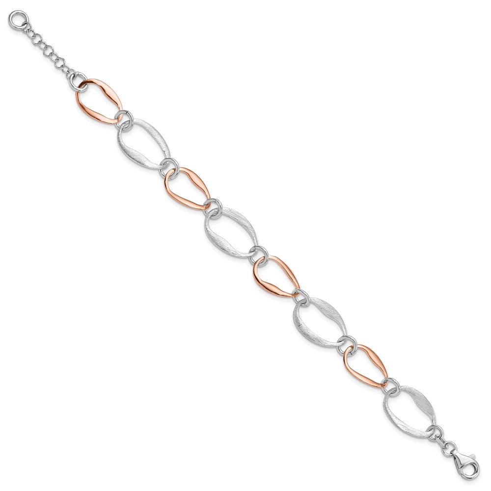 Sterling Silver Rose-plated with 1in ext. Link Bracelet