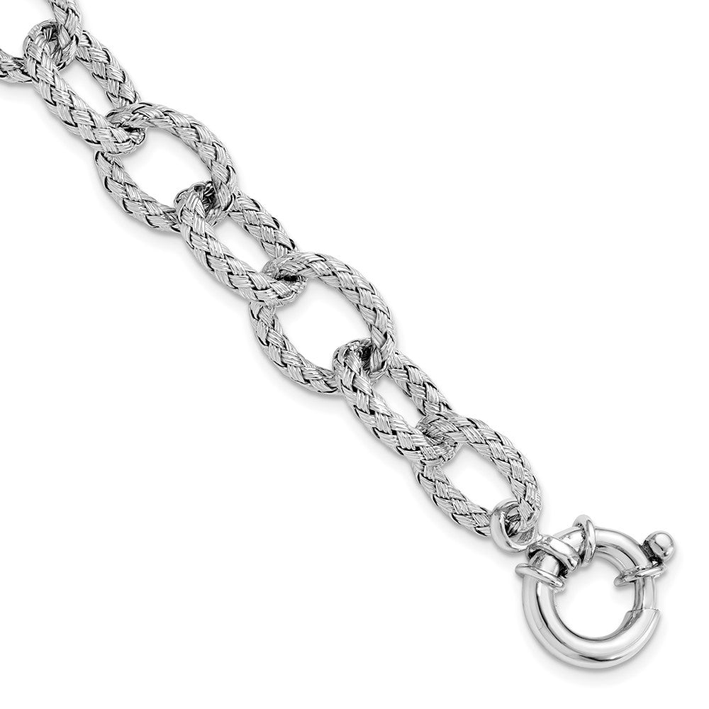 Sterling Silver Rhodium-plated Woven Link Bracelet