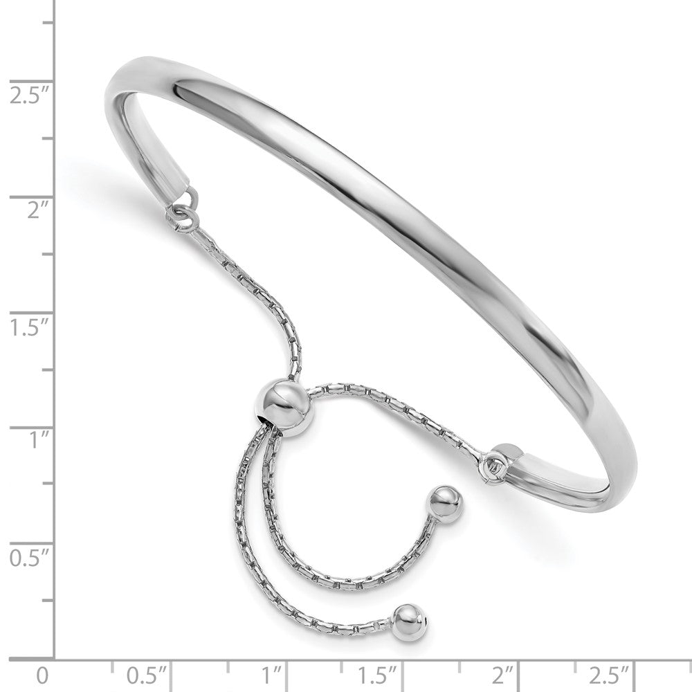 Sterling Silver Rhodium-plated Polished Adjustable Bangle