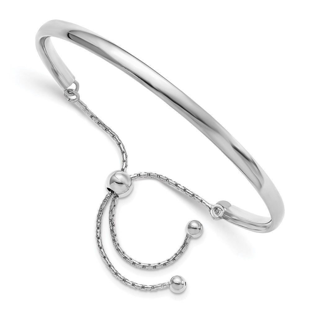 Sterling Silver Rhodium-plated Polished Adjustable Bangle