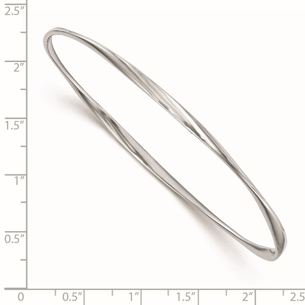 Sterling Silver Rhodium-plated Polished Twisted Bangle