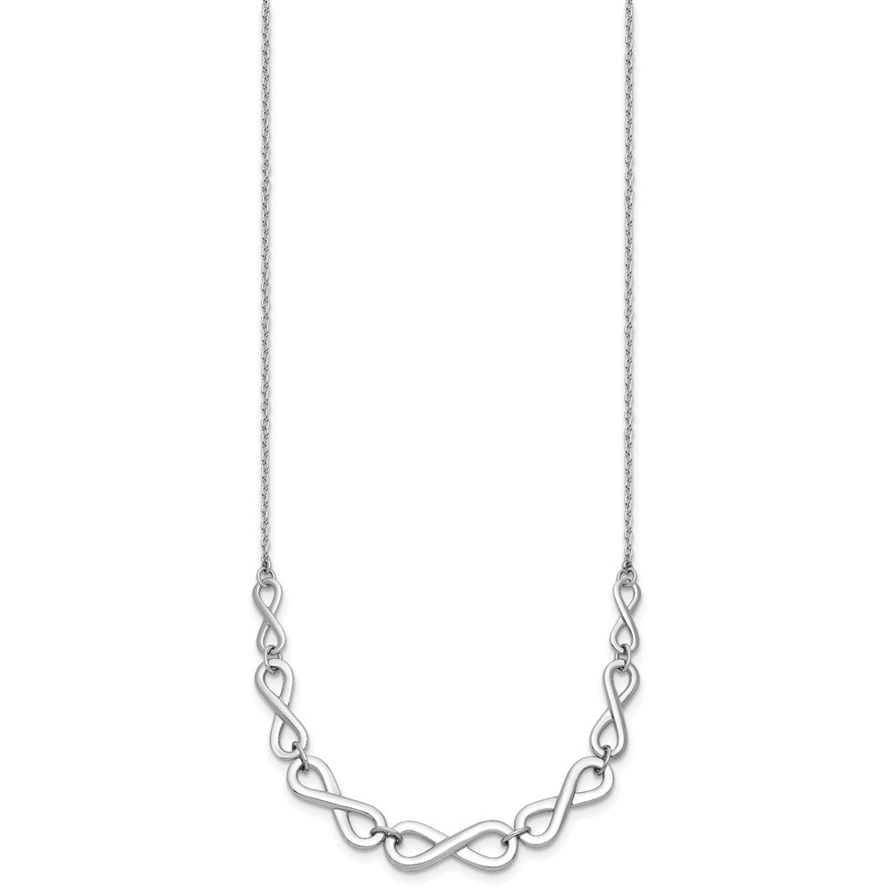 Sterling Silver RH-plat Polished Infinity with 2in ext. Necklace