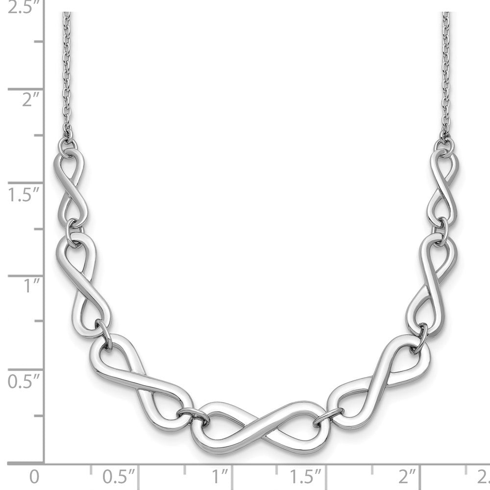 Sterling Silver RH-plat Polished Infinity with 2in ext. Necklace