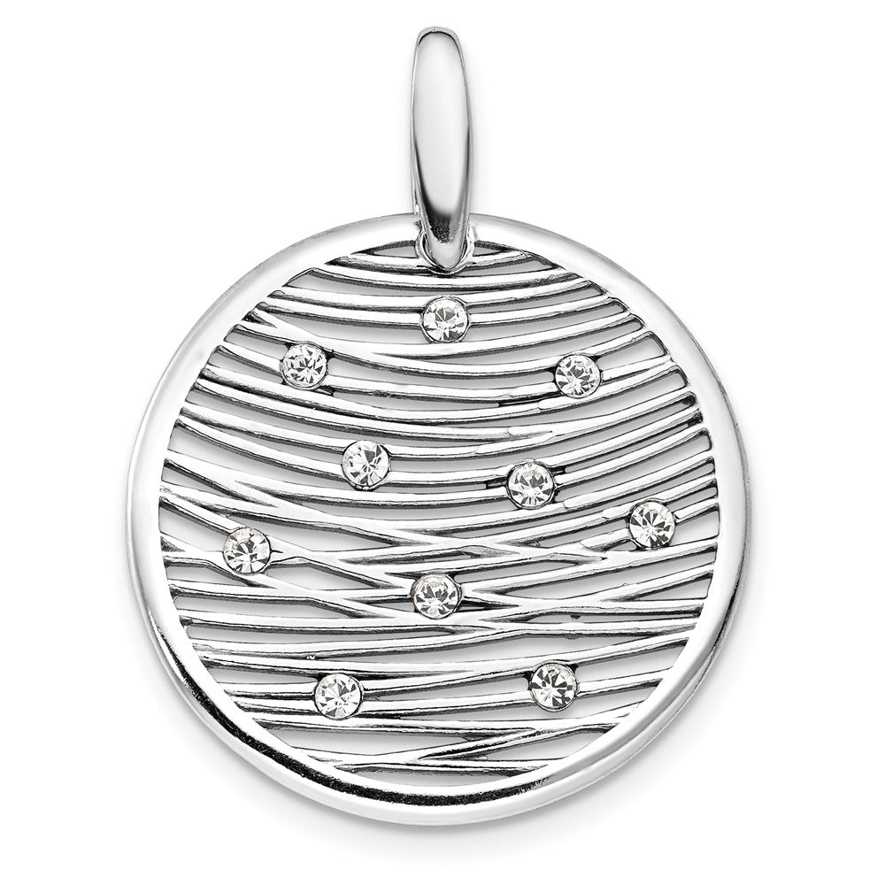 Sterling Silver Rhodium-plated Polished Preciosa Crystal Pendant