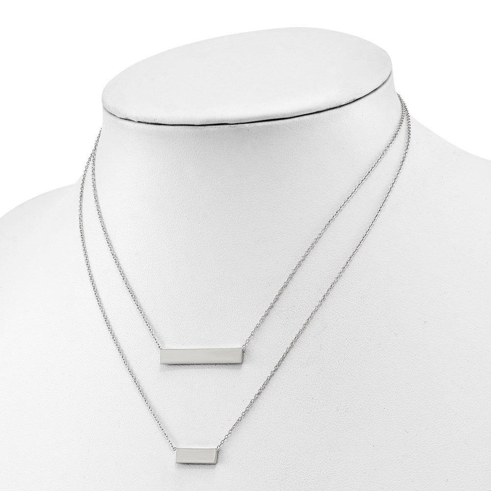 Sterling Silver Rhodium-plated Polished Double Bar Necklace