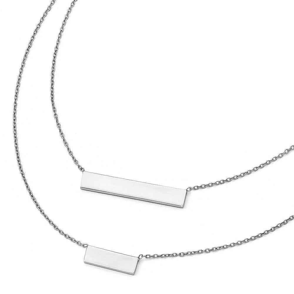 Sterling Silver Rhodium-plated Polished Double Bar Necklace