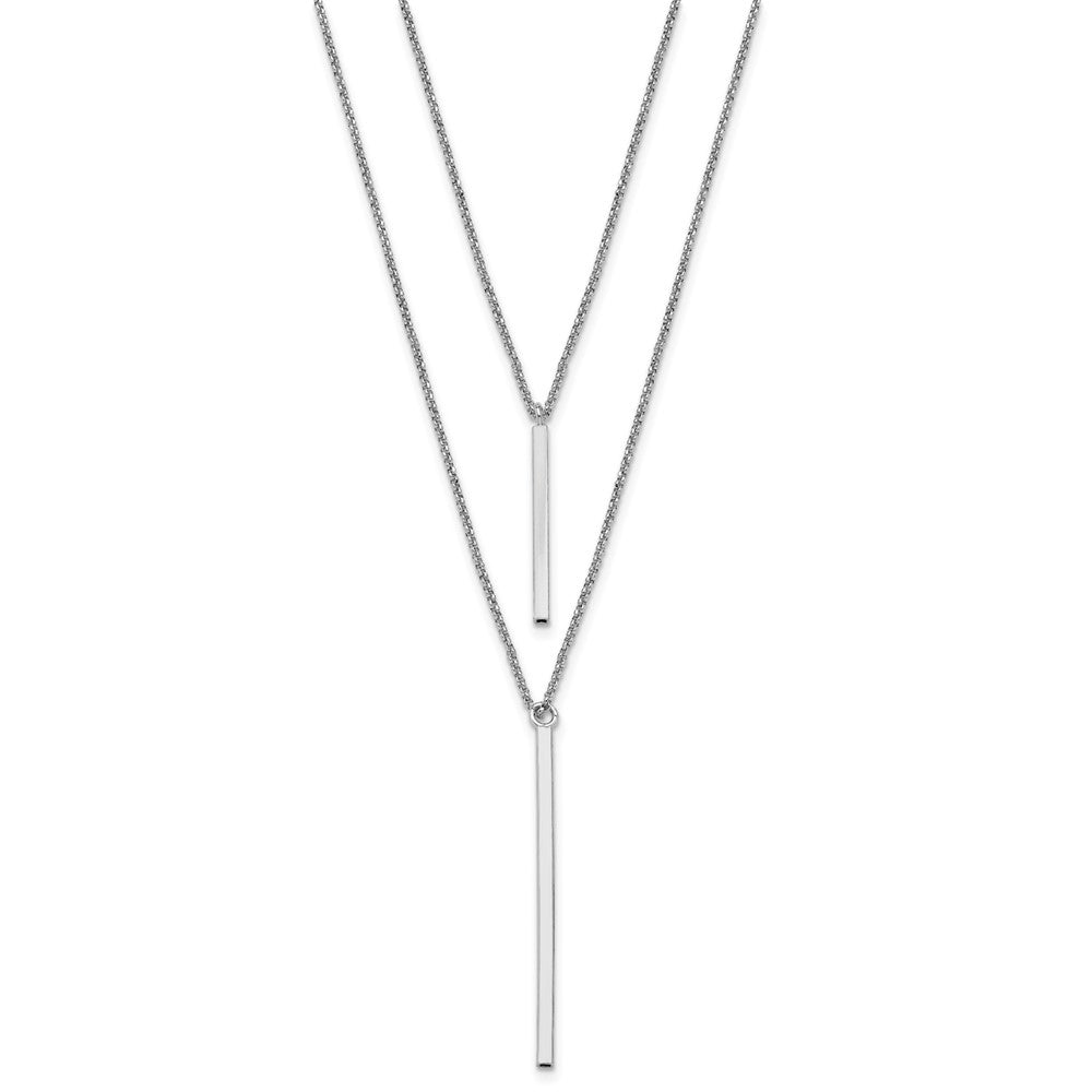 Sterling Silver Rhodium-plated Two Strand with 2in ext. Necklace