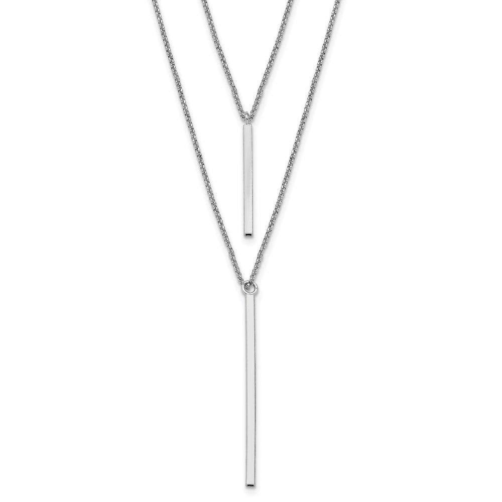 Sterling Silver Rhodium-plated Two Strand with 2in ext. Necklace