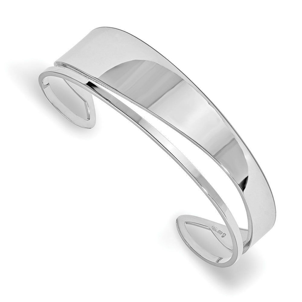 Sterling Silver Rhodium-plated Polished Fancy Cuff Bangle