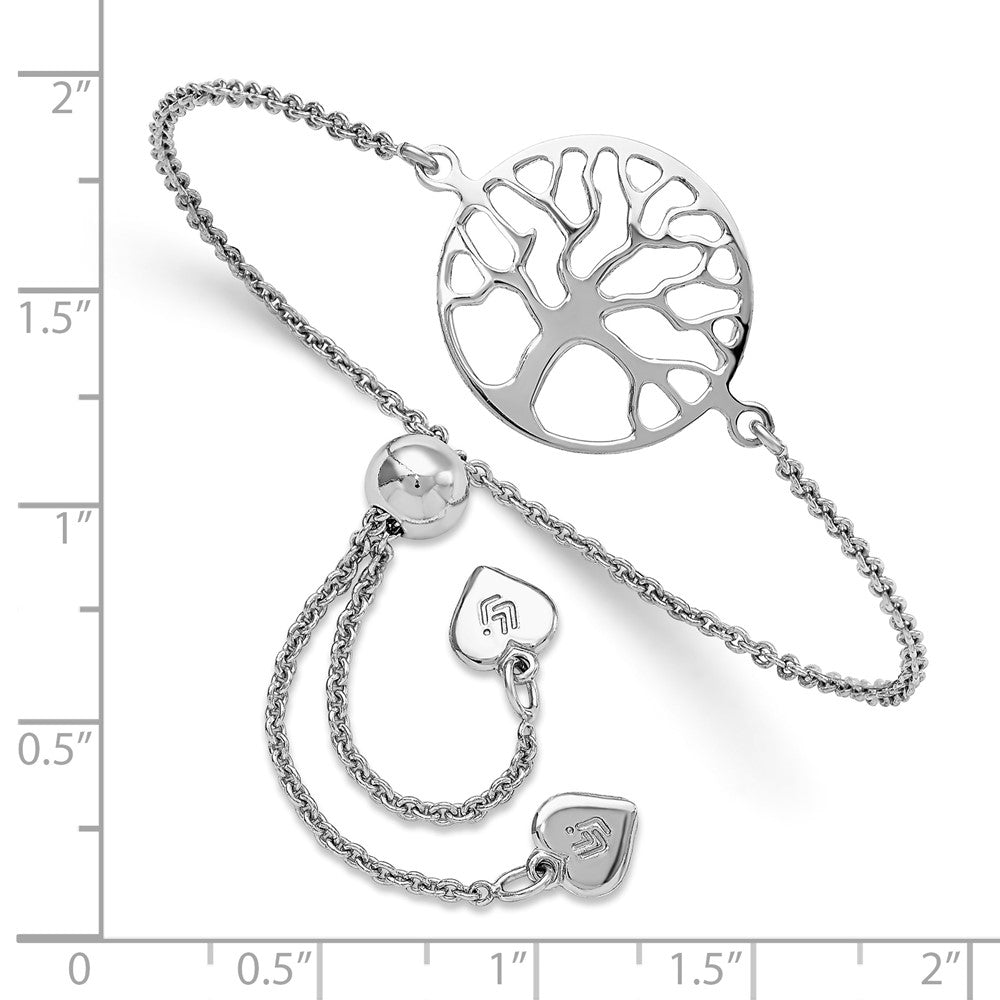 Sterling Silver Rhodium-plated Tree of Life Adjustable Bracelet