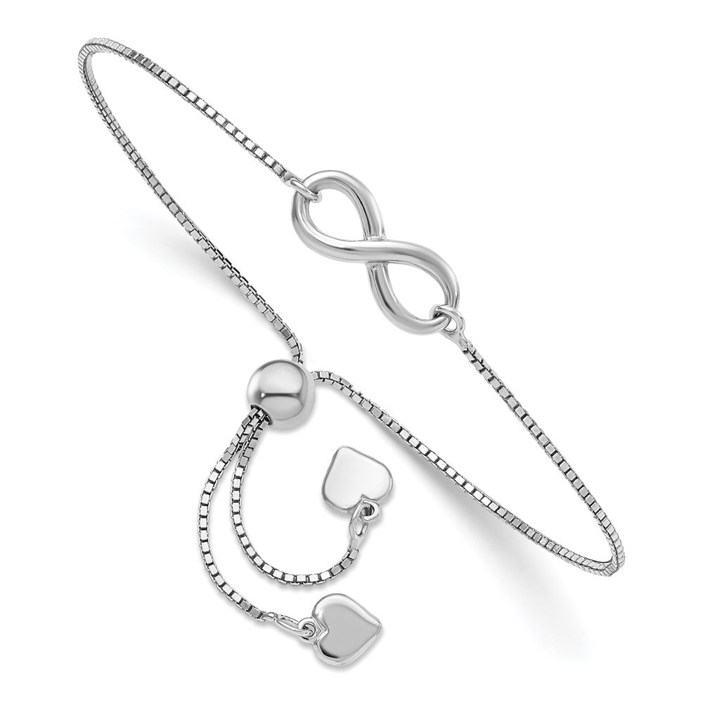 Sterling Silver Rhodium-plated Polished Infinity Adjustable Bracelet