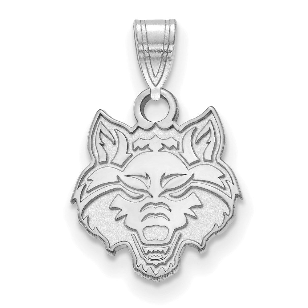 Sterling Silver Rhodium-plated Arkansas State University Small Pendant