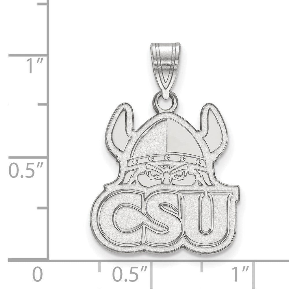 Sterling Silver Rhodium-plated Cleveland State University Large Pendant