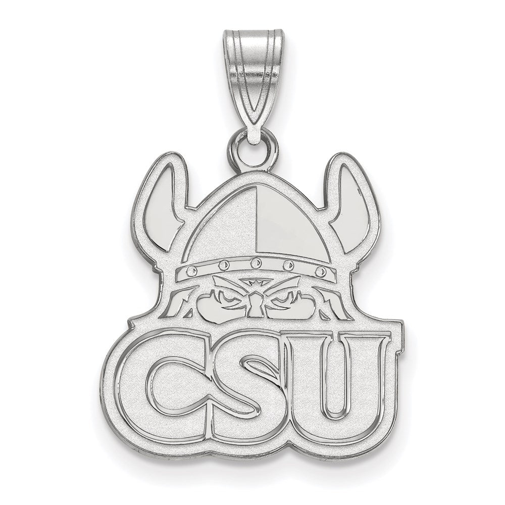 Sterling Silver Rhodium-plated Cleveland State University Large Pendant