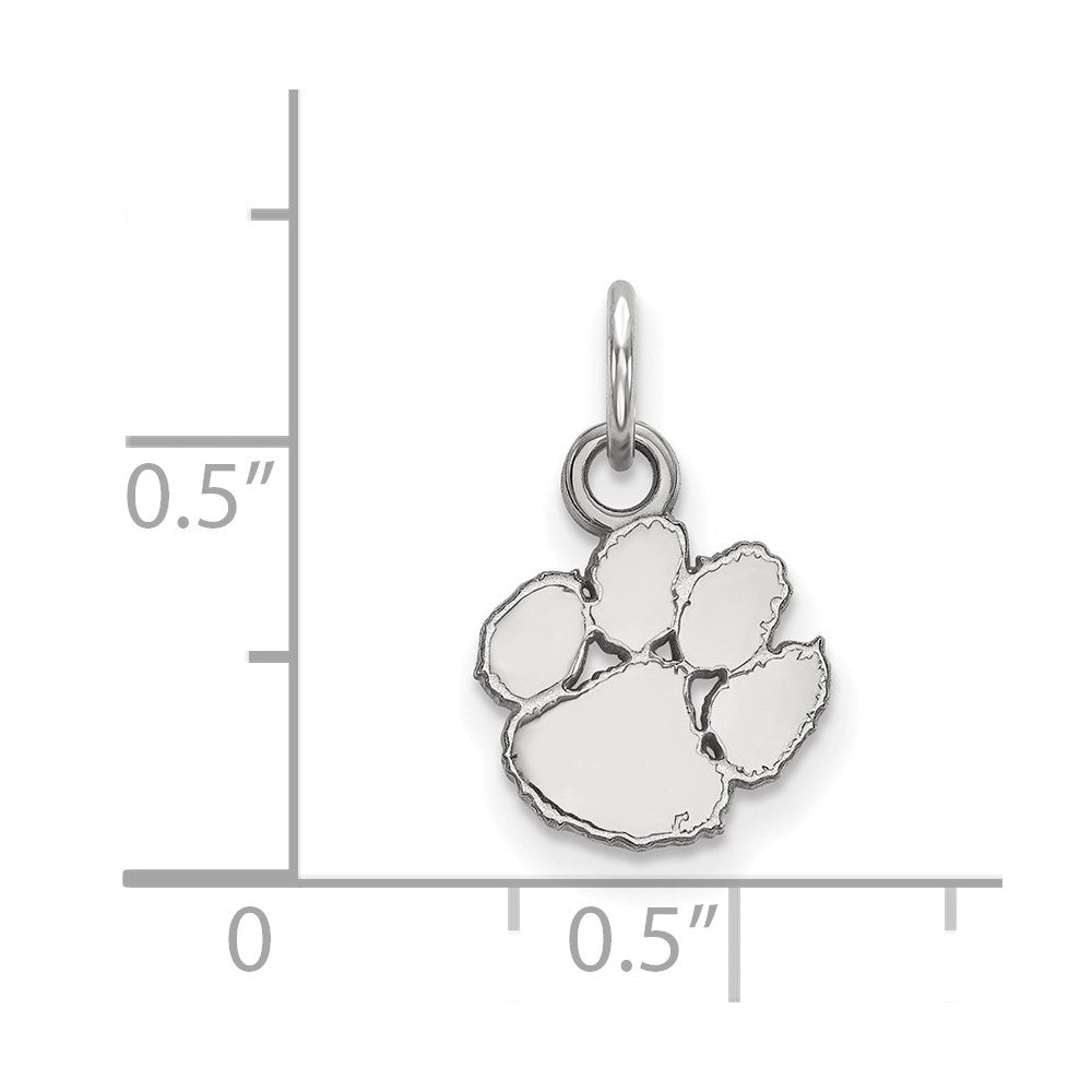 Sterling Silver Rhodium-plated Clemson University XS Pendant