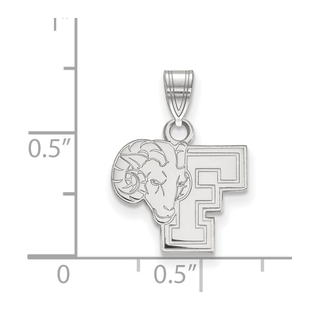 Sterling Silver Rhodium-plated Fordham University Small Pendant