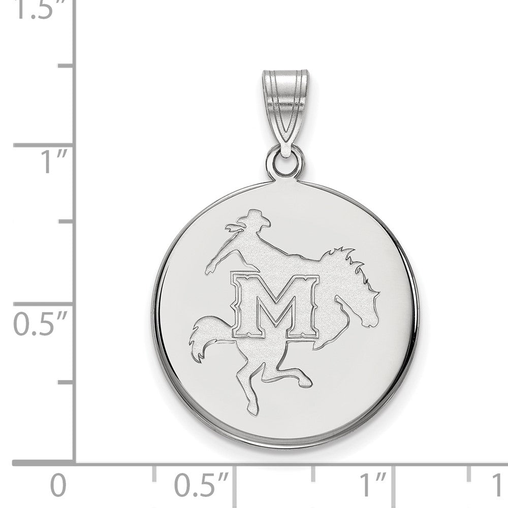 Sterling Silver Rhodium-plated McNeese State U. Large Disc Pendant