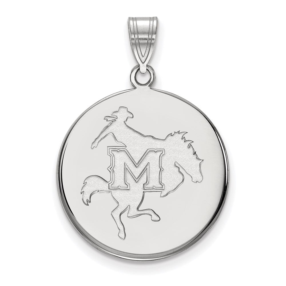 Sterling Silver Rhodium-plated McNeese State U. Large Disc Pendant